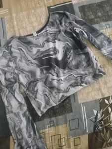 Marble Print Long Sleeve Top