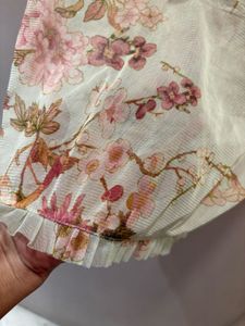 Beautiful Floral Ruffle Mesh Top
