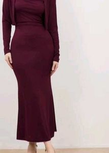 Burgundy Dress & Shrug Set