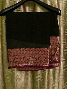 Beautiful Black Cotton Saree🖤🥀