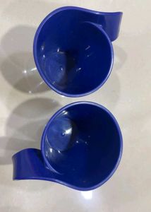 2 Blue Cups with Unique Handles