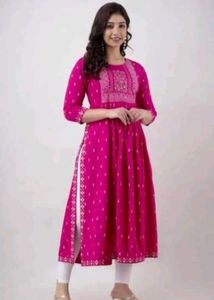 Pink Embroidered Anarkali Kurti