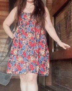 Lovely Pink Floral A Line Dress