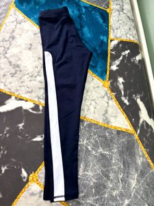 Navy Leggings with White Stripe