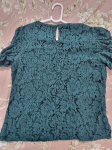 Elegant Green Lace Puff Sleeve Top