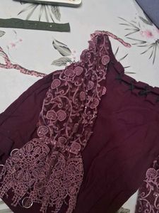 Burgundy Sexy Off Shoulder Lace Detail Top