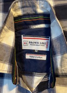 Korean Men Italy Cotton Check Shirt White