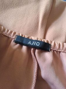 AJIO peach one shoulder off party dress