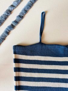 Blue-White Striped Top