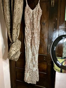 sequin designer long wedding cocktail dress gown