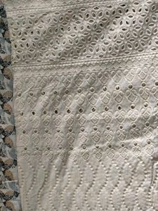 Embroidered White Cotton Palazzo