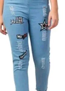 Distressed Graphic Patch Denim