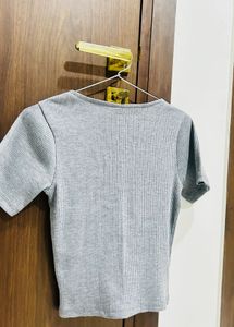 Gray Ribbed Top🐼