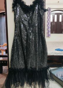 Sequin Party Dress with Ruffle Trim