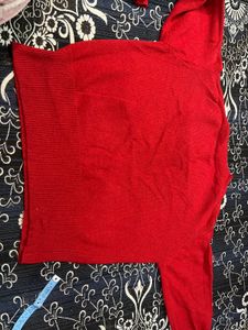 Red V-Neck Pullover Sweater