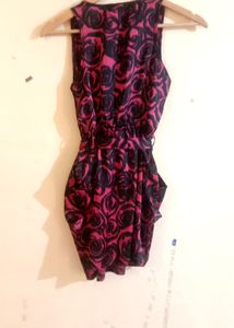 Printed Floral Mini Dress With Pockets