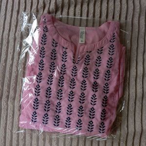 Pink Embroidered Tunic Top