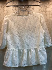 White Peplum Top