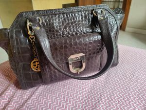 Original DKNY Crocodile Skin Bag In Chocolate Brow