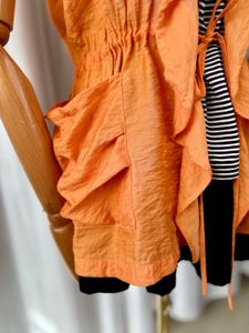 🪔24Hrs DIWALI SALE🪔Faux 2Pc Orange Ruffle Top