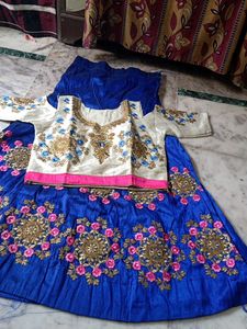 Blue Embroidered Lehenga Choli Set