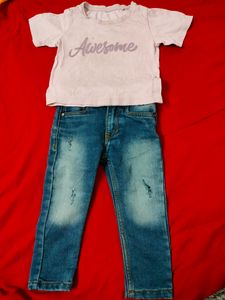 Combo Set Top And Jeans For Girl