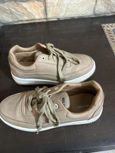 Beige Lace-Up Casual Sneakers