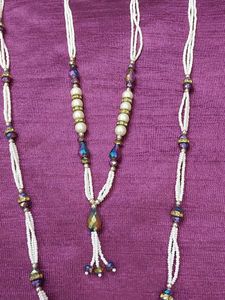 White Seed Bead &amp; Crystal 2-Piece Necklace