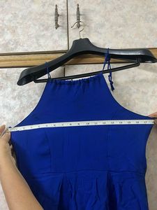 Navy Blue Pure Georgette Gown With Slit