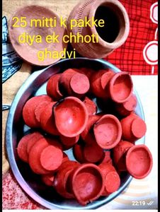25 Clay Diyas & Ghada Set  मिट्टी के दिया और छोट