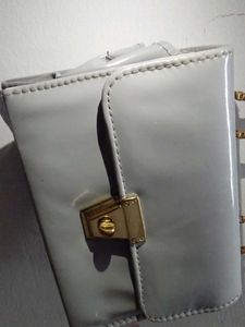 Chic Grey Crossbody Bag with Gold Chain