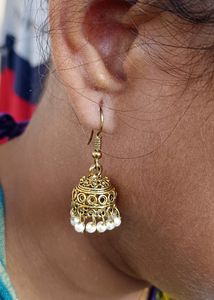 Oxidise Earring With Moti Latkan