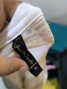 White And Golden Mesh T-shirt For Beaches