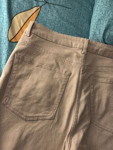 High Waist Wide Leg Beige Pants