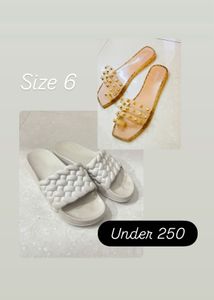 Studded Jelly Slides And  Cream Slippers Size 6