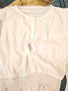 Cute White Button-Up Crop Top