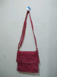 Hot pink Fringe Sling Bag