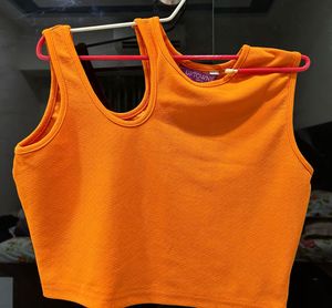 Uptownie Orange Cut-out Top