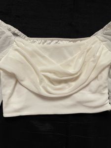 White Long Sleeve Crop Top