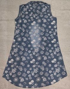 Floral Denim Sleeveless Dress
