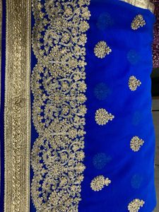 Elegant Blue 2shade Saree