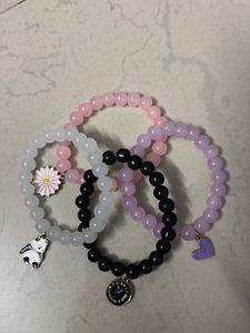 Beaded Charm Bracelets (Set of 4)