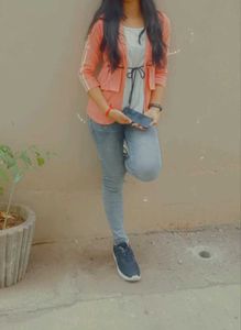Peach Top With Attached Jacket