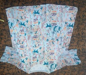 made in korea sky blue botanical top