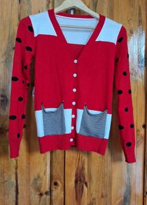 Cute Red Polka Dot Cardigan