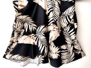 Tropical Printed Deep V Neck Plus Size Dress Women