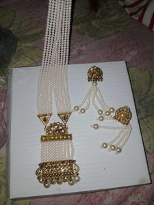 Pearl Necklace Set With Earrings/ Brand New