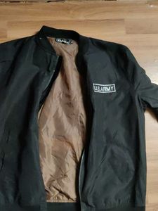Black Bomber Jacket with U.S. Patch