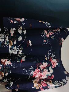 Fit Flare Floral Navy Blue Dress