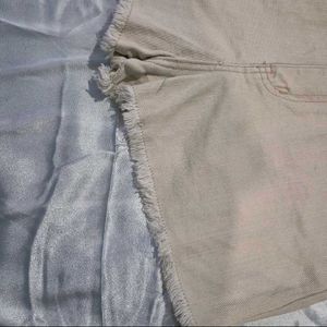 Beige Denim Shorts